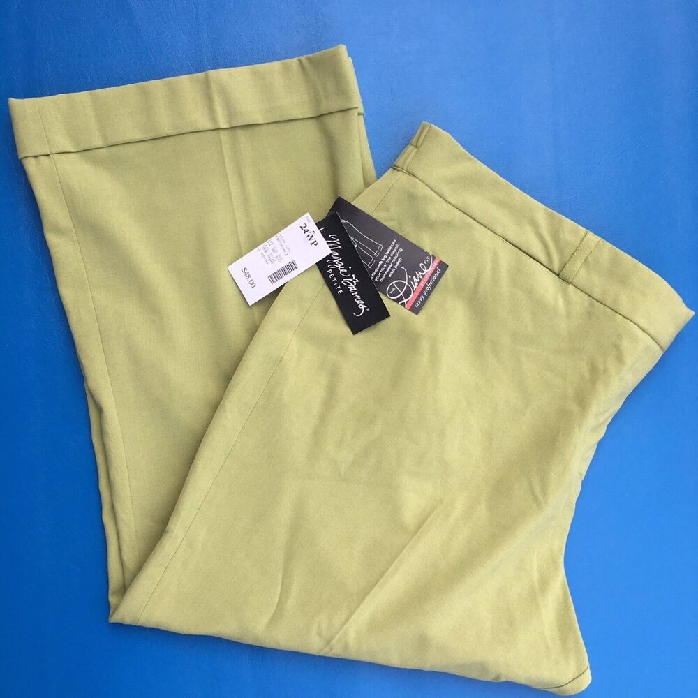 Maggie Barnes Catherines Diane Fit Pants 24WP Green Wide Leg Cuff Career NEW - Picture 11 of 12